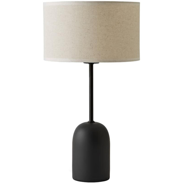 ValueLights Kaiden Natural Trim Linen Shade Dome Table Lamp - Size: 47 x 25 x 25cm - Black - Wilko - image 1