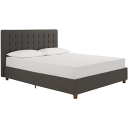 Dorel Emily King Size Upholstered Brown Linen Bed - Grey - Wilko - thumbnail 3