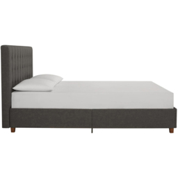 Dorel Emily King Size Upholstered Brown Linen Bed - Grey - Wilko - thumbnail 4