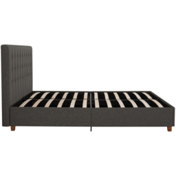 Dorel Emily King Size Upholstered Brown Linen Bed - Grey - Wilko - thumbnail 7