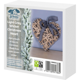 St Helens Light Grey Wicker Woven Willow Heart Christmas Decoration - Size: 185 x 190 x 40cm - Wilko - thumbnail 7
