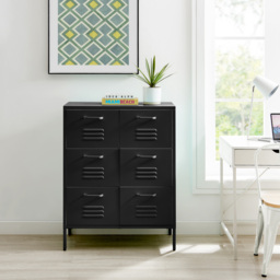 Furniturebox Theo 6 Drawer Black Metal Sideboard - Size: 40 x 80 x 101.5cm - Wilko - thumbnail 6
