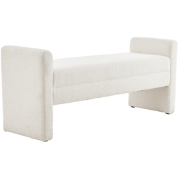 Living and Home White Rectangle Teddy Upholstered H-Shaped Bench - Size: 55.5 x 130 x 40cm - Wilko - thumbnail 3