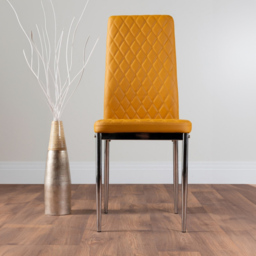 Furniturebox Arona Valera Marble Effect 6 Seater Round Dining Set White Chrome and Mustard - Yellow - Wilko - thumbnail 4