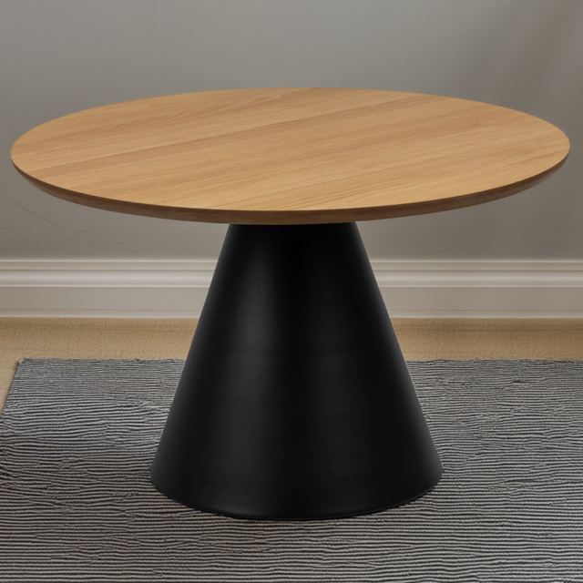 Florence Soli Round Black and Oak Coffee Table - Size: 43 x 65 x 65cm - Multi - Furniture To Go - Wilko - image 1
