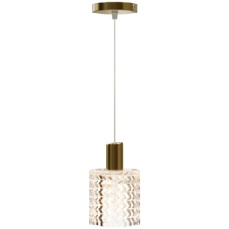 Living and Home Small Gold Glass Shade E27 Pendant Light - Size: 130 x 11 x 11cm - Wilko - thumbnail 4