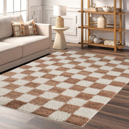 Desire Rugs Chester Terracotta Shaggy Checkered Rug 200 x 290cm - Size: 290 x 200 x 3cm - Orange - Wilko - thumbnail 6