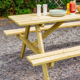 Rowlinson Traditional 8 Seater Picnic Table 1.8m - Brown - Wilko - thumbnail 4