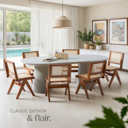 tectake Lizzy Set of 4 Dark Oak Accent Chair with Rattan Backrest - Size: Single - Brown - Wilko - thumbnail 5