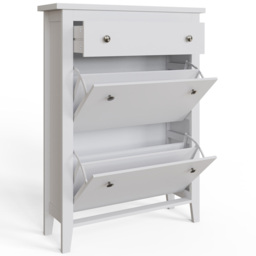 GFW Deluxe 2 Tier White Shoe Cabinet - Size: 25 x 80 x 108cm - Wilko - thumbnail 4