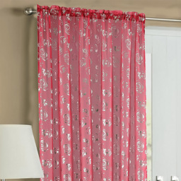 Velosso Geneva Red Foil Flower Voile Panel Curtain 150 x 137cm - Size: w 150 x D 137cm - Wilko - thumbnail 3