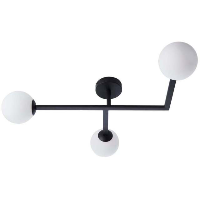 Merano Riomaggiore Matt Black Matt Opal Glass 3 Light Ceiling Light - Size: 58.5 x 65 x 16.5cm - Wilko - image 1