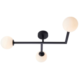 Merano Riomaggiore Matt Black Matt Opal Glass 3 Light Ceiling Light - Size: 58.5 x 65 x 16.5cm - Wilko - thumbnail 4