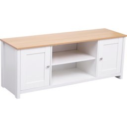 FurnitureHMD 2 Door 2 Shelf White and Oak Effect Wooden TV Unit - Size: 50 x 130 x 39cm - Wilko - thumbnail 4