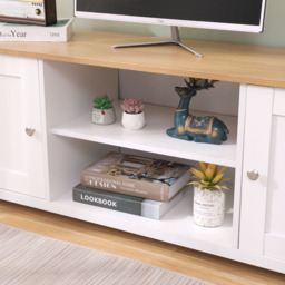 FurnitureHMD 2 Door 2 Shelf White and Oak Effect Wooden TV Unit - Size: 50 x 130 x 39cm - Wilko - thumbnail 6