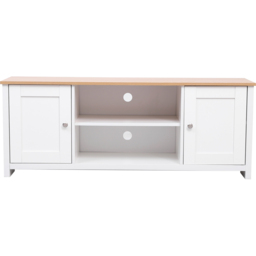 FurnitureHMD 2 Door 2 Shelf White and Oak Effect Wooden TV Unit - Size: 50 x 130 x 39cm - Wilko - thumbnail 3