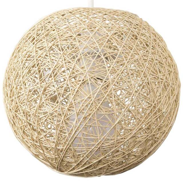 ValueLights Bjorn Cream Rattan Wicker Small Pendant Shade - Size: 17.5 x 20 x 20cm - Wilko - image 1