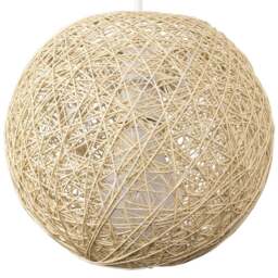 ValueLights Bjorn Cream Rattan Wicker Small Pendant Shade - Size: 17.5 x 20 x 20cm - Wilko