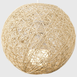 ValueLights Bjorn Cream Rattan Wicker Small Pendant Shade - Size: 17.5 x 20 x 20cm - Wilko - thumbnail 3