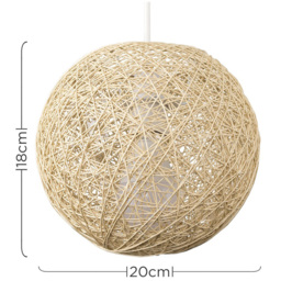 ValueLights Bjorn Cream Rattan Wicker Small Pendant Shade - Size: 17.5 x 20 x 20cm - Wilko - thumbnail 6