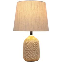 Alva Cream Etched Table Lamp - Size: 25 x 41 x 25cm - Wilko