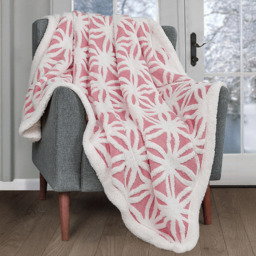 Velosso Coral Pink Orbit Sherpa Throw 127 x 152cm - Size: 127 x 152 x 1cm - Wilko - thumbnail 3