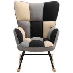 Living and Home Tufted Linen Upholstered Rocking Chair - Size: Single - Multi - Wilko - thumbnail 3