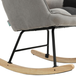 Living and Home Tufted Linen Upholstered Rocking Chair - Size: Single - Multi - Wilko - thumbnail 6