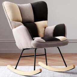 Living and Home Tufted Linen Upholstered Rocking Chair - Size: Single - Multi - Wilko - thumbnail 1