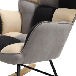 Living and Home Tufted Linen Upholstered Rocking Chair - Size: Single - Multi - Wilko - thumbnail 5