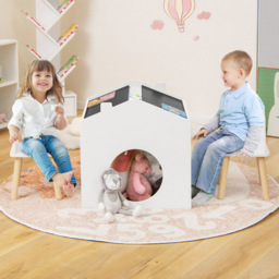 Costway 2 Seater Kids White Table and Chair Set with Chalkboard - Size: 68 x 66 x 12cm - Wilko - thumbnail 4