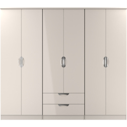 Crowndale Camden 6 Door 2 Drawer Kashmir Gloss Wardrobe Ready Assembled - Kashmir Gloss & Kashmir - Wilko - thumbnail 3