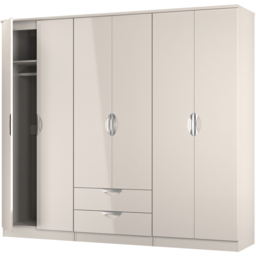 Crowndale Camden 6 Door 2 Drawer Kashmir Gloss Wardrobe Ready Assembled - Kashmir Gloss & Kashmir - Wilko - thumbnail 6