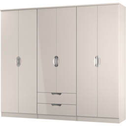 Crowndale Camden 6 Door 2 Drawer Kashmir Gloss Wardrobe Ready Assembled - Kashmir Gloss & Kashmir - Wilko - thumbnail 4