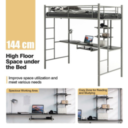 Costway Single Silver High Sleeper - Wilko - thumbnail 7