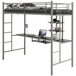 Costway Single Silver High Sleeper - Wilko - thumbnail 3