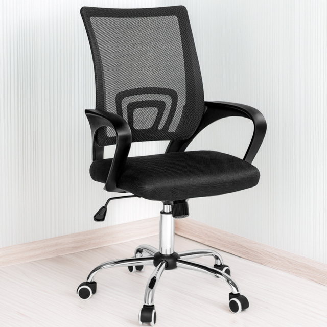 tectake Marius Black Padded Office Chair - Size: 100 x 52 x 56cm - Wilko - image 1