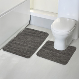 Velosso Lexington Charcoal Bath Mat Set - Size: 50 x 80 x 1cm - Grey - Wilko - thumbnail 3