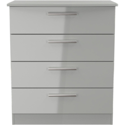 Crowndale Knightsbridge 4 Drawer Grey Gloss and Dusk Grey Chest of Drawers Ready Assembled - Grey Gloss & Dusk Grey - Wilko - thumbnail 3