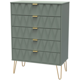 Crowndale Diamond 5 Drawer Reed Green Chest of Drawers - Wilko - thumbnail 3