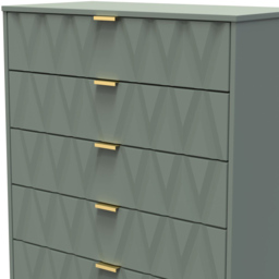 Crowndale Diamond 5 Drawer Reed Green Chest of Drawers - Wilko - thumbnail 6