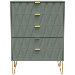 Crowndale Diamond 5 Drawer Reed Green Chest of Drawers - Wilko - thumbnail 4