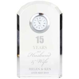 Personalised Memento Personalised Anniversary Crystal Clock - Size: 0.6 x 1 x 0.3cm - Clear - Wilko - thumbnail 1