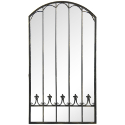 MirrorOutlet Summer View Metal Arched Ornate Window Garden Mirror 160 x 85cm - Size: 160 x 85 x 3cm - Black - Wilko - thumbnail 1