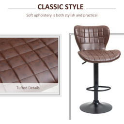 Portland Brown PU Leather Height Adjustable Swivel Bar Stool Set of 2 - Wilko - thumbnail 7
