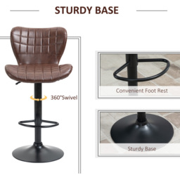 Portland Brown PU Leather Height Adjustable Swivel Bar Stool Set of 2 - Wilko - thumbnail 6