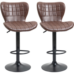 Portland Brown PU Leather Height Adjustable Swivel Bar Stool Set of 2 - Wilko - thumbnail 3