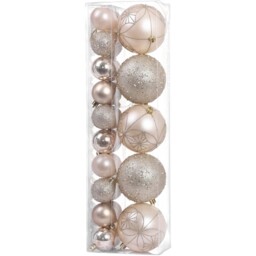 Set of 25 Ivory Champagne Baubles Champagne - Blushing Ballroom - Wilko - thumbnail 4