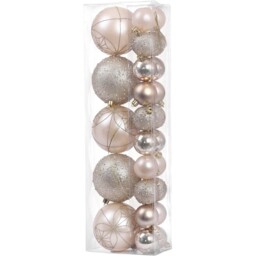 Set of 25 Ivory Champagne Baubles Champagne - Blushing Ballroom - Wilko - thumbnail 6