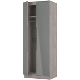 Crowndale Milan 2 Door Grey Gloss and Grey Oak Tall Wardrobe Ready Assembled - Grey Gloss & Grey Oak - Wilko - thumbnail 7